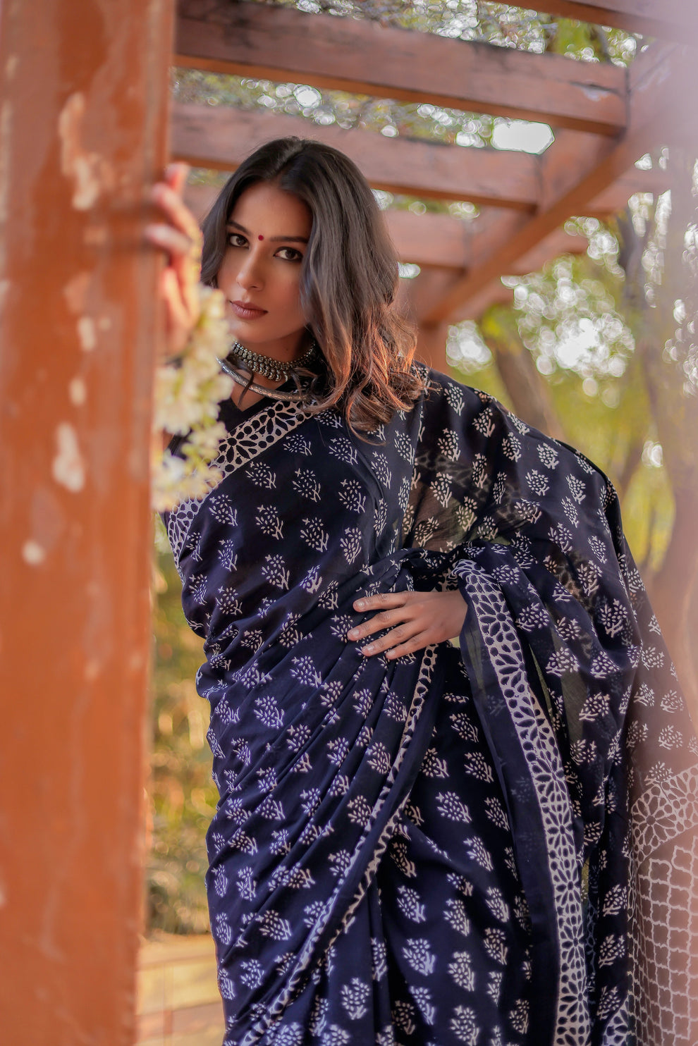 CLOVIRA Black Pure Soft Cotton Ready-to-Wear Saree