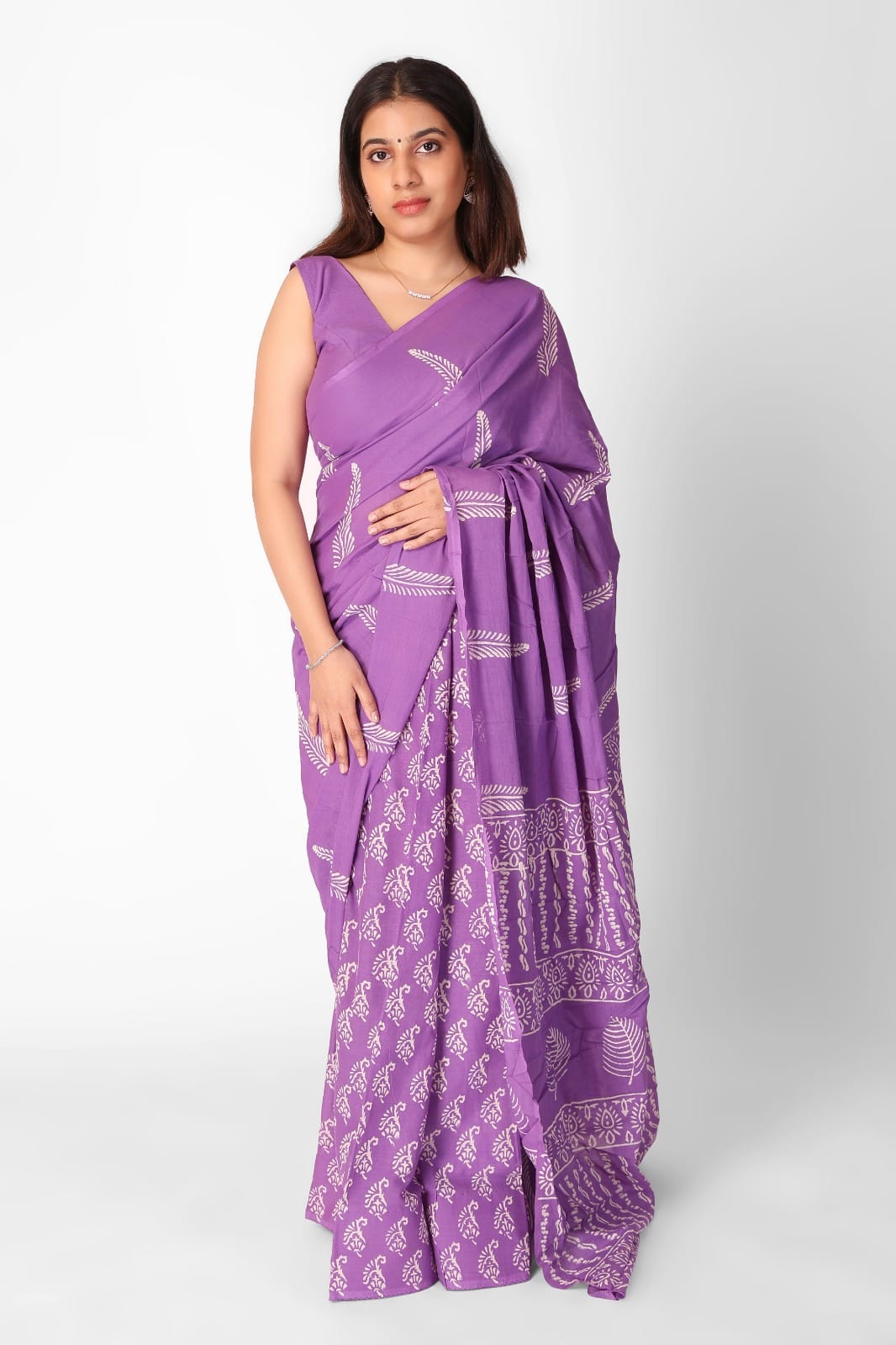 CLOVIRA Pure Soft Mul Cotton Silk Ready-to-Wear Saree with Pocket