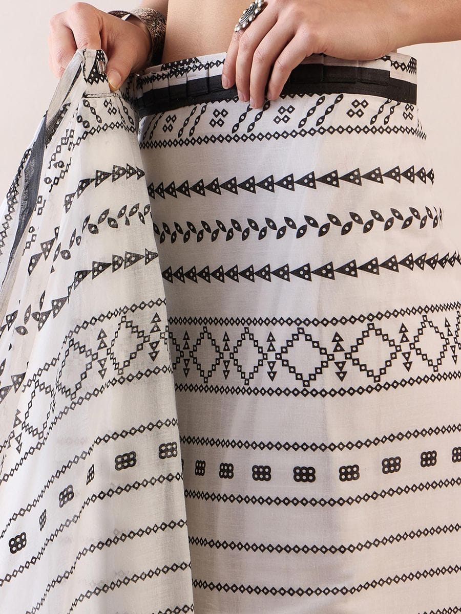 CLOVIRA Pure Soft Mul Cotton Silk Ready-to-Wear Saree with Pocket