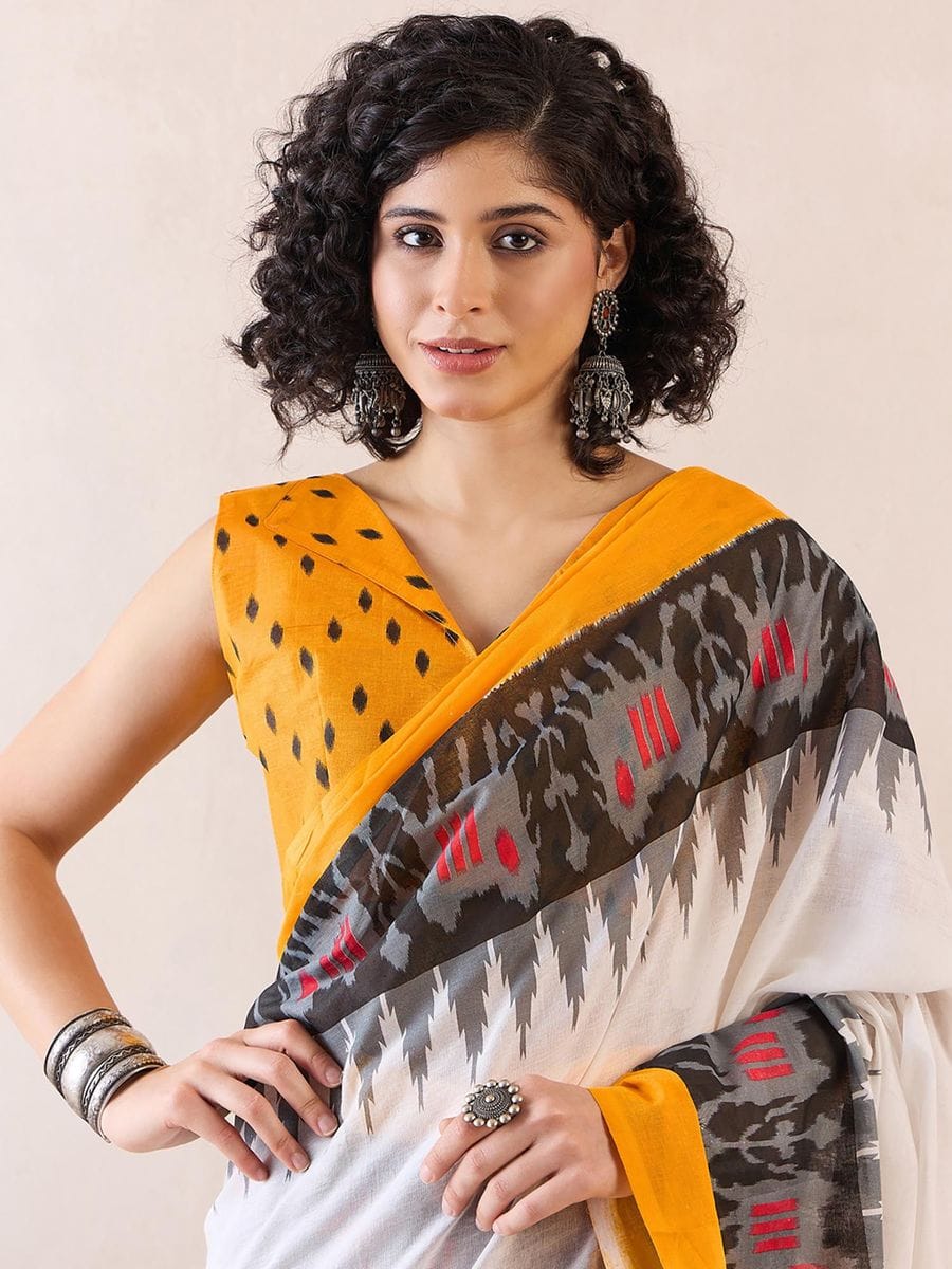 CLOVIRA Pure Soft Mul Cotton Silk Ready-to-Wear Saree with Pocket