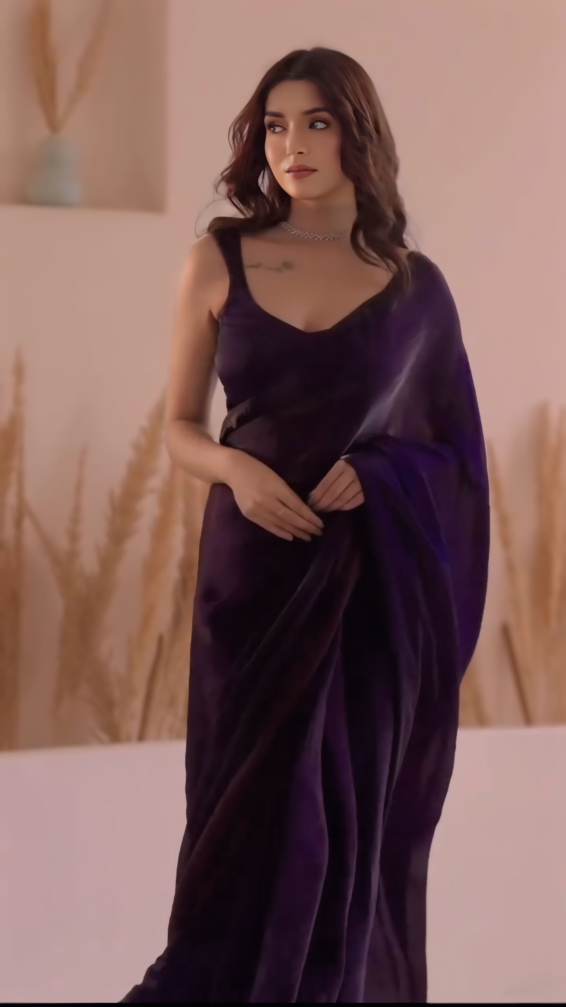 CLOVIRA Purple Fancy Silk Saree