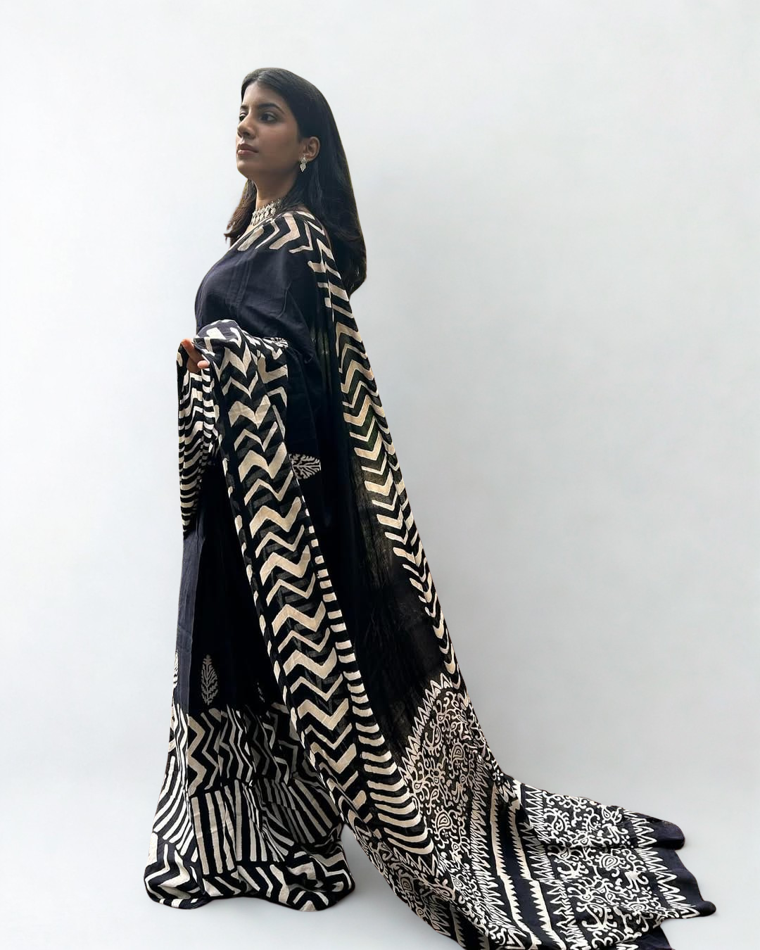 CLOVIRA Pure Soft Mul Cotton Silk Ready-to-Wear Saree with Pocket