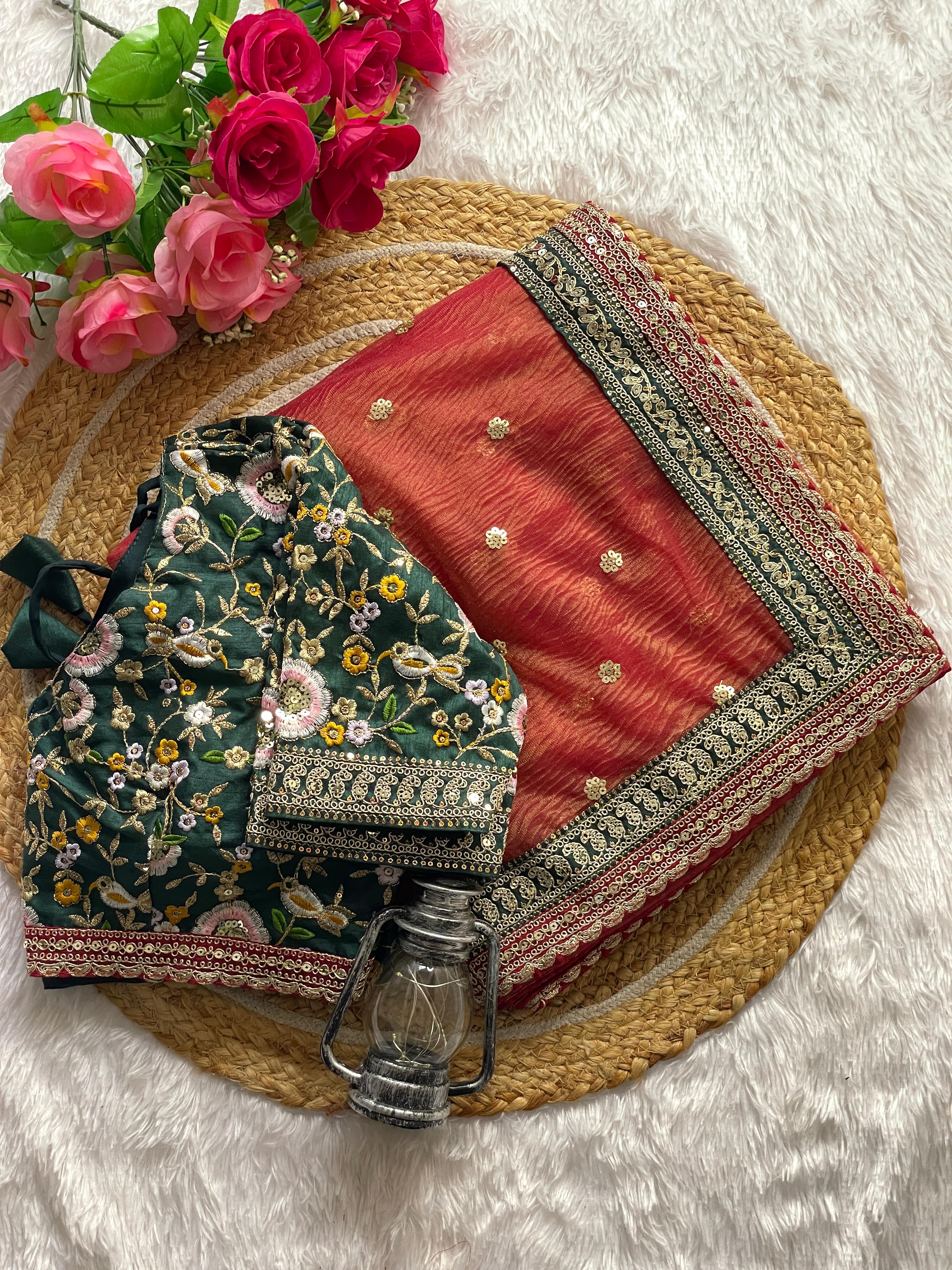 CLOVIRA Maroon Soft Crush Saree