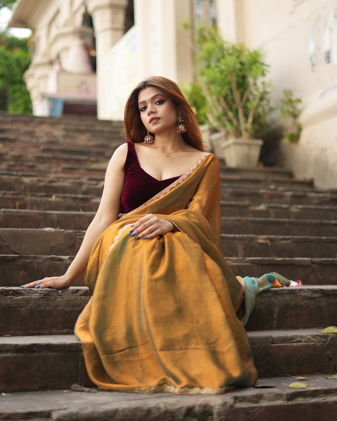 CLOVIRA Radiant Fancy Silk Saree with Stitched Blouse | Elegant Designer Party Wear Collection