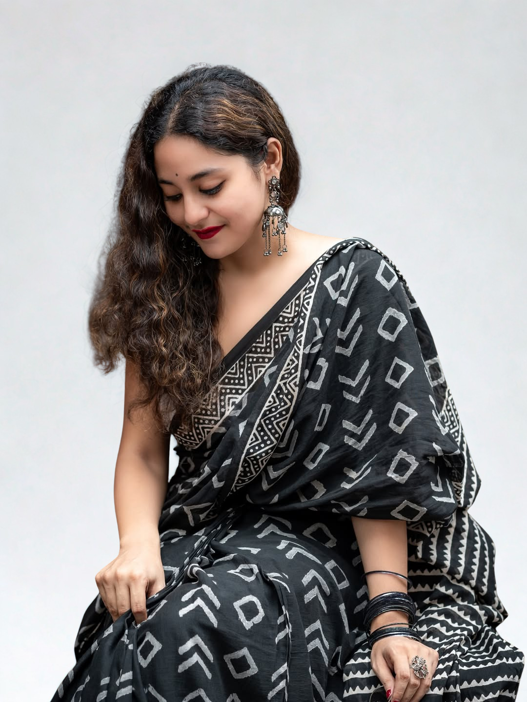 CLOVIRA Pure Soft Mul Cotton Silk Ready-to-Wear Saree with Pocket