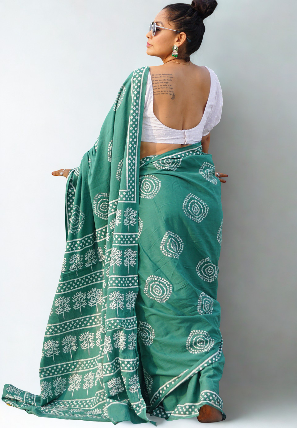 CLOVIRA Pure Soft Mul Cotton Silk Ready-to-Wear Saree with Pocket