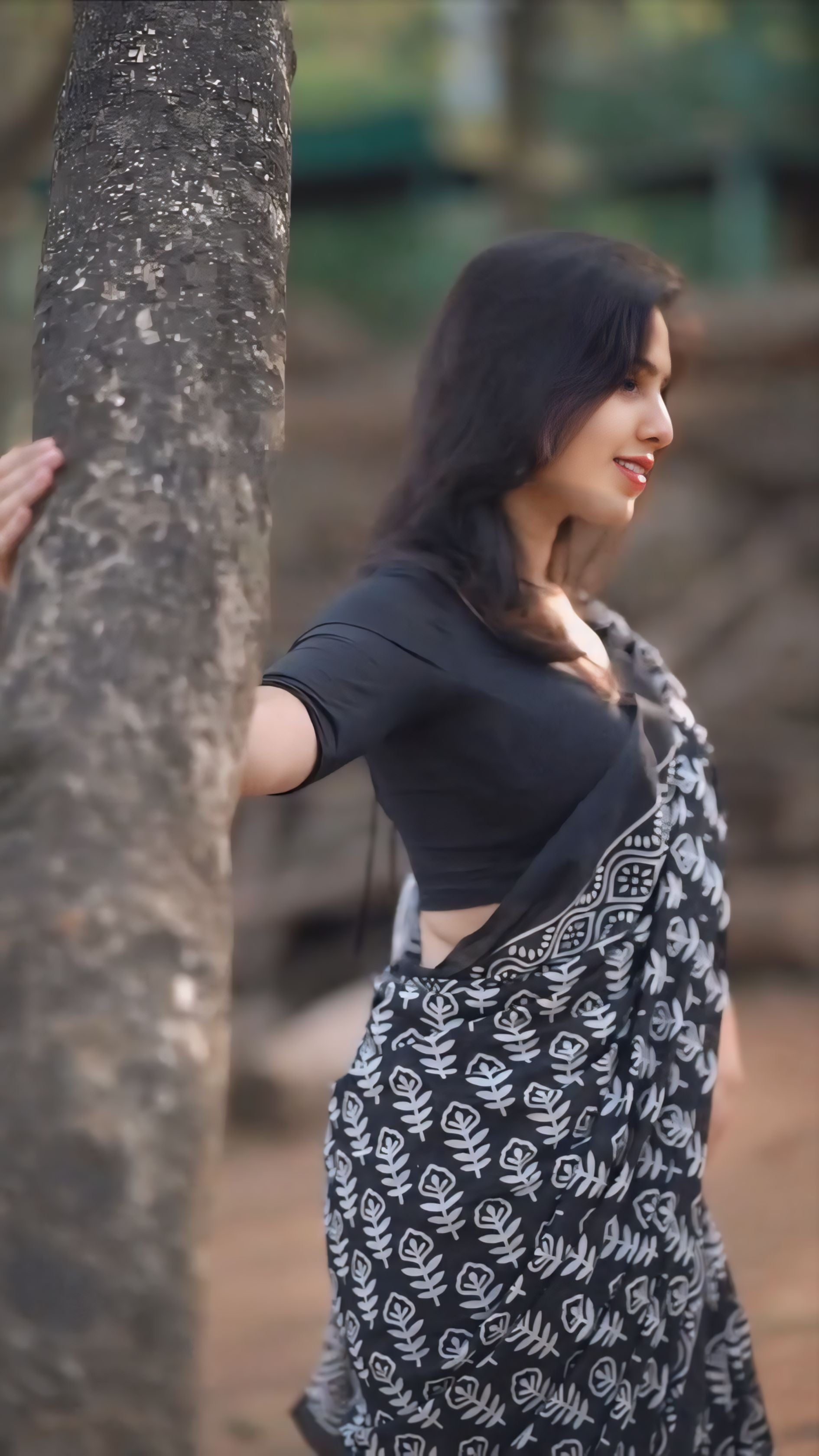 CLOVIRA Black Pure Soft Cotton Ready-to-Wear Saree