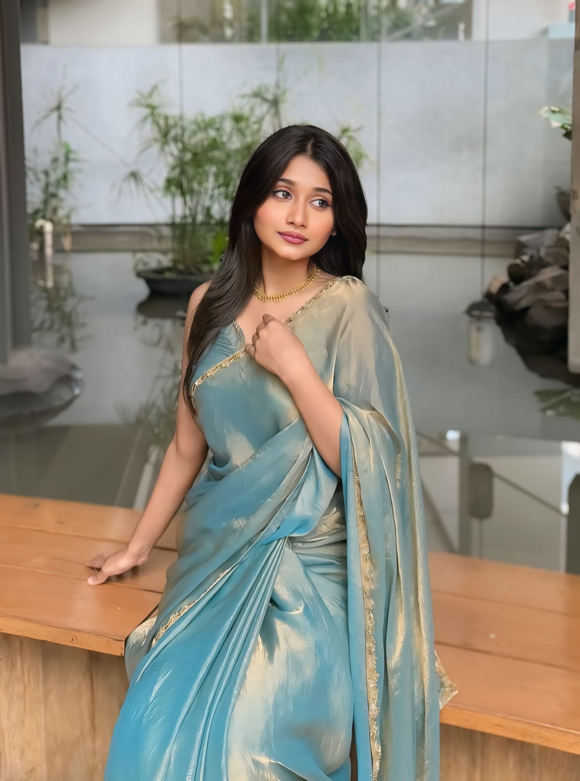CLOVIRA Radiant Fancy Silk Saree with Stitched Blouse | Elegant Designer Party Wear Collection