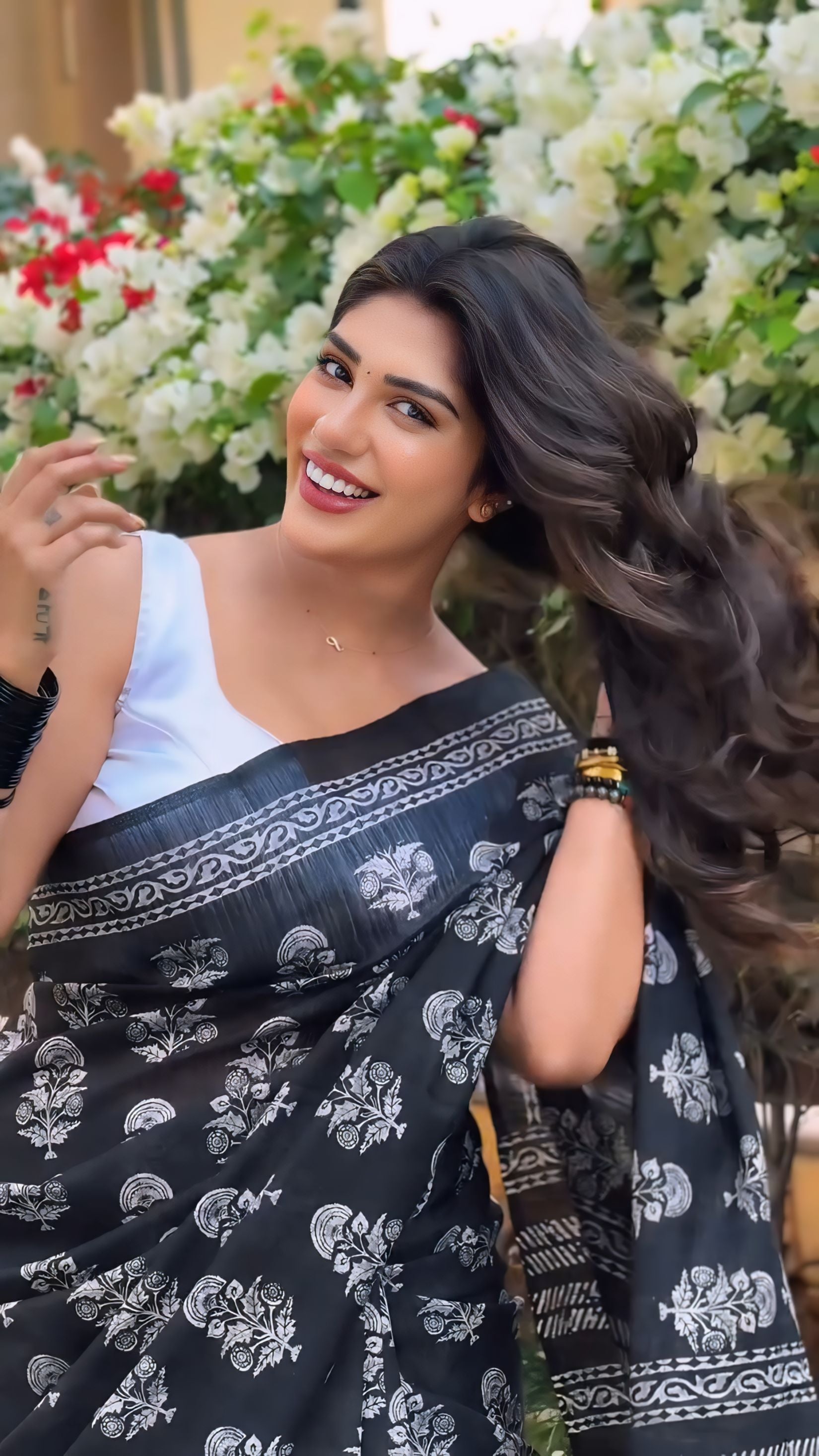 CLOVIRA Black Pure Soft Cotton Ready-to-Wear Saree