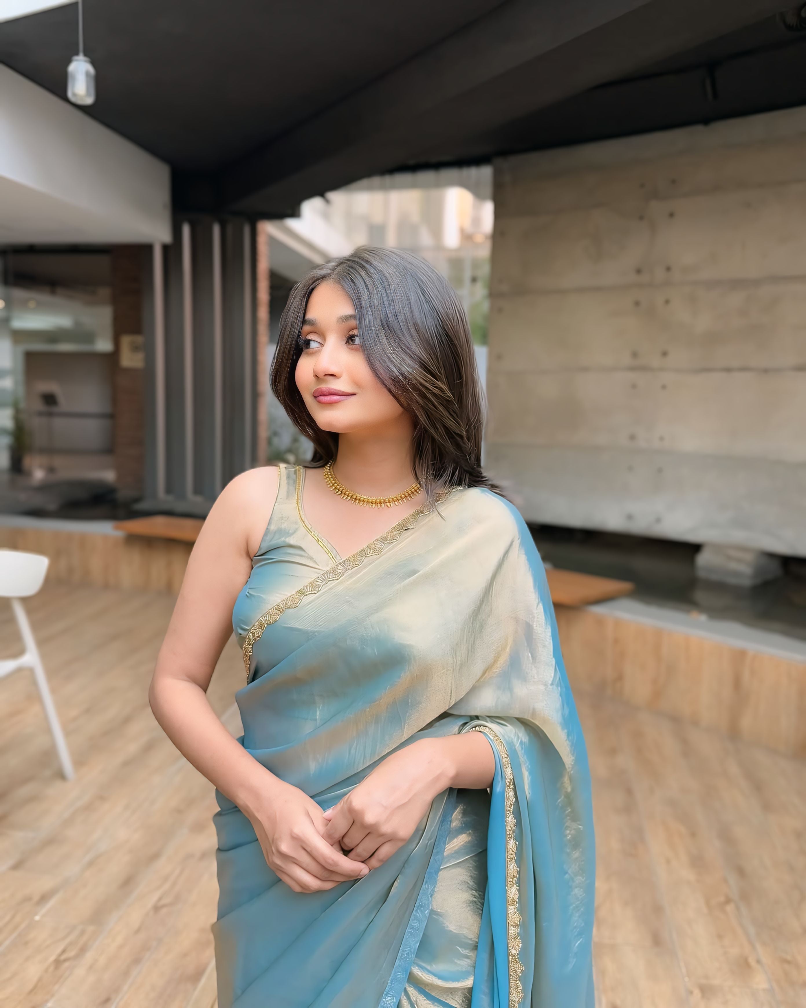 CLOVIRA Radiant Fancy Silk Saree with Stitched Blouse | Elegant Designer Party Wear Collection