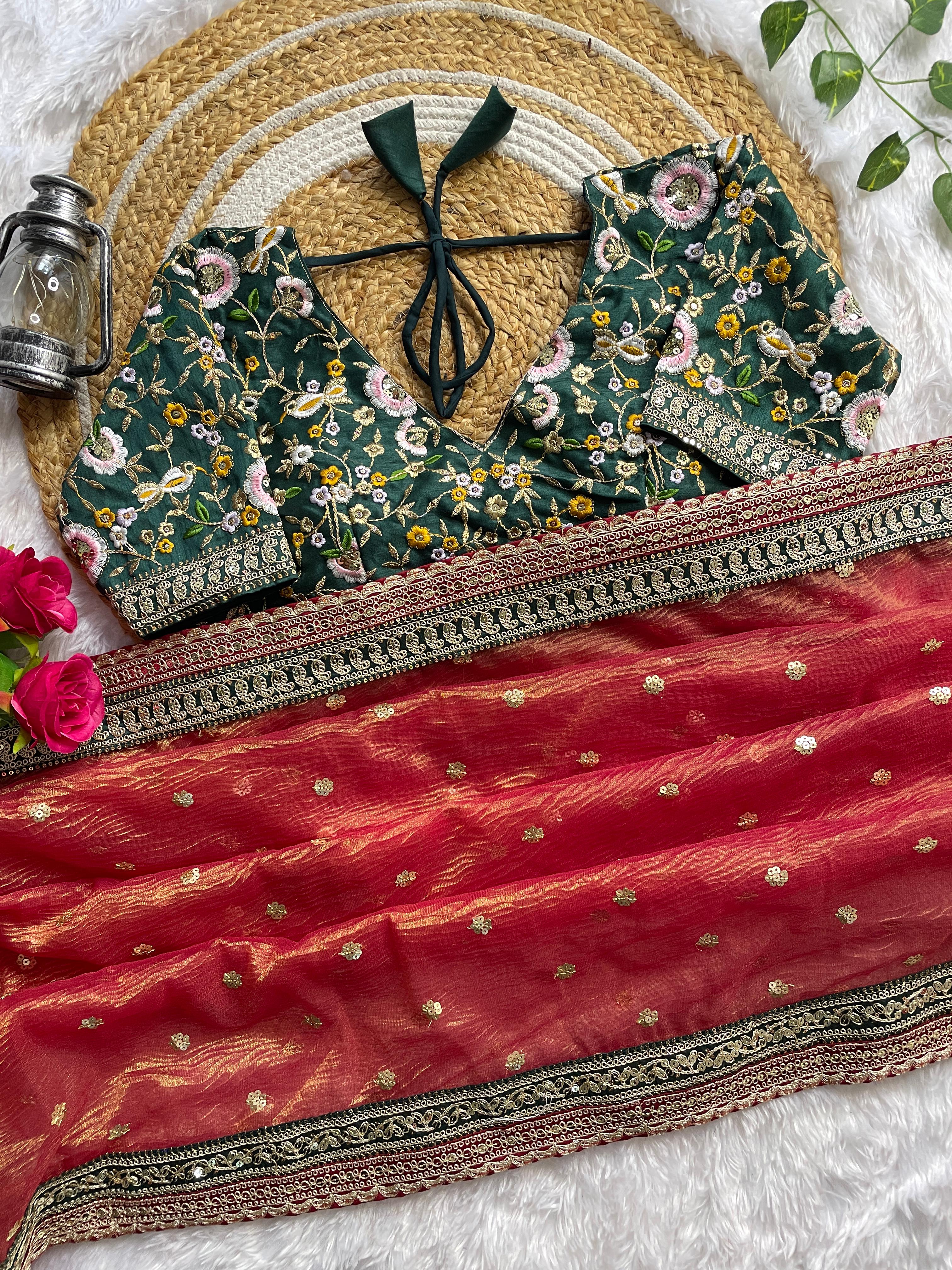 CLOVIRA Maroon Soft Crush Saree