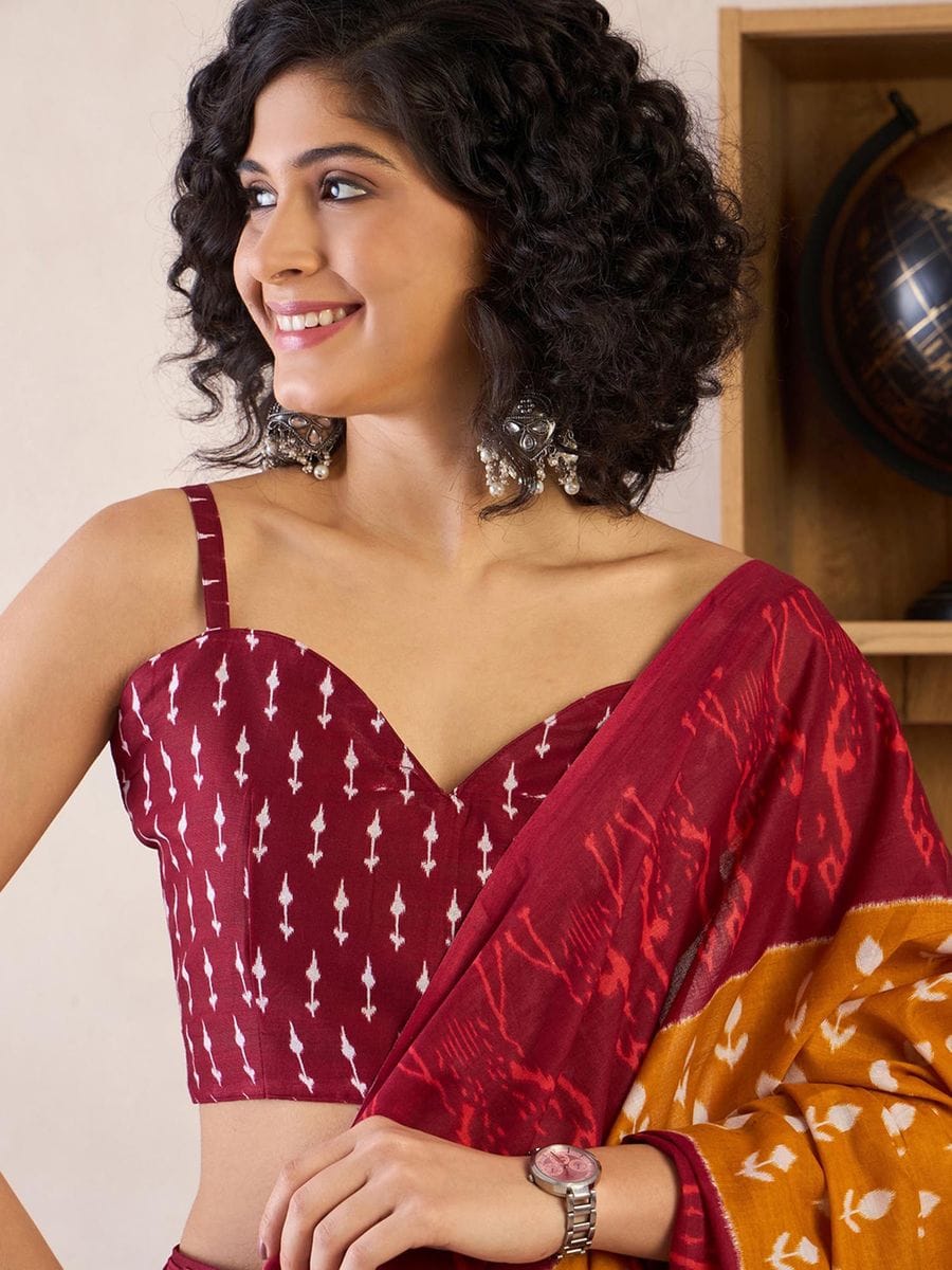 CLOVIRA Pure Soft Mul Cotton Silk Ready-to-Wear Saree with Pocket