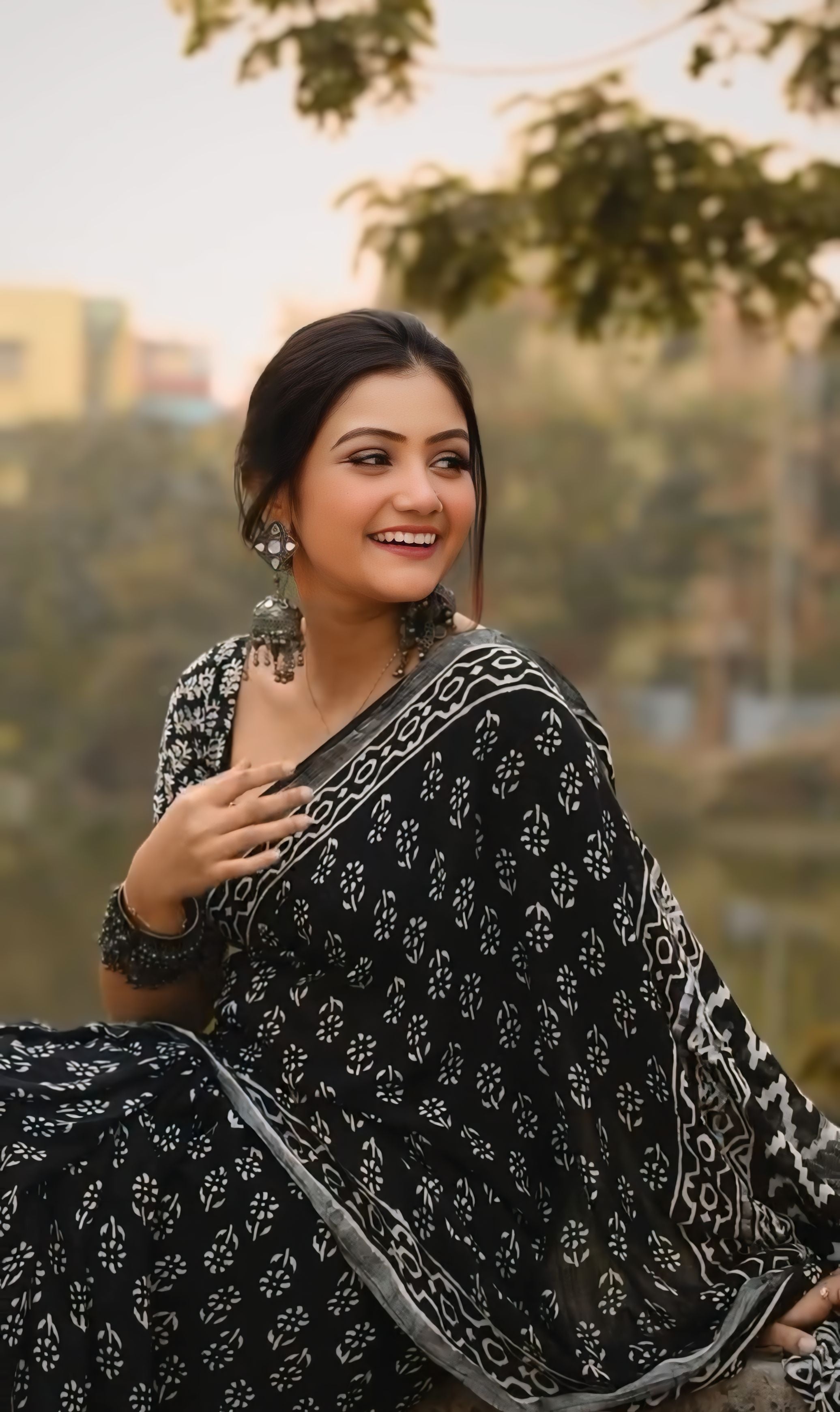 CLOVIRA Black Pure Soft Cotton Ready-to-Wear Saree