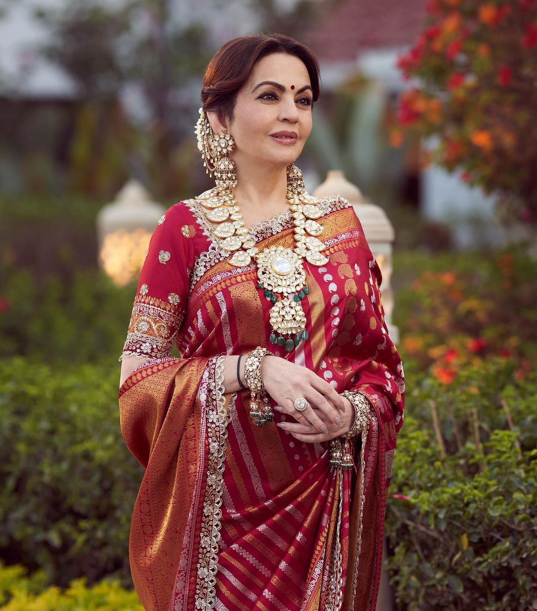 CLOVIRA Red Soft Silk Jacquard Saree