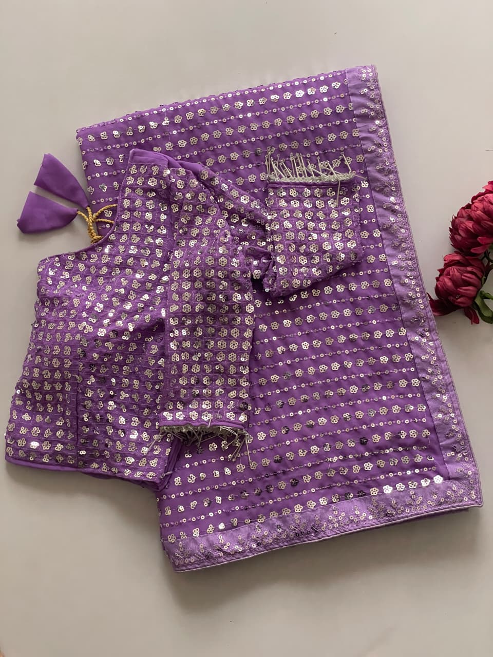 Heavy Faux Georgette Saree with 5MM Sequins & Multy Embroidery Work