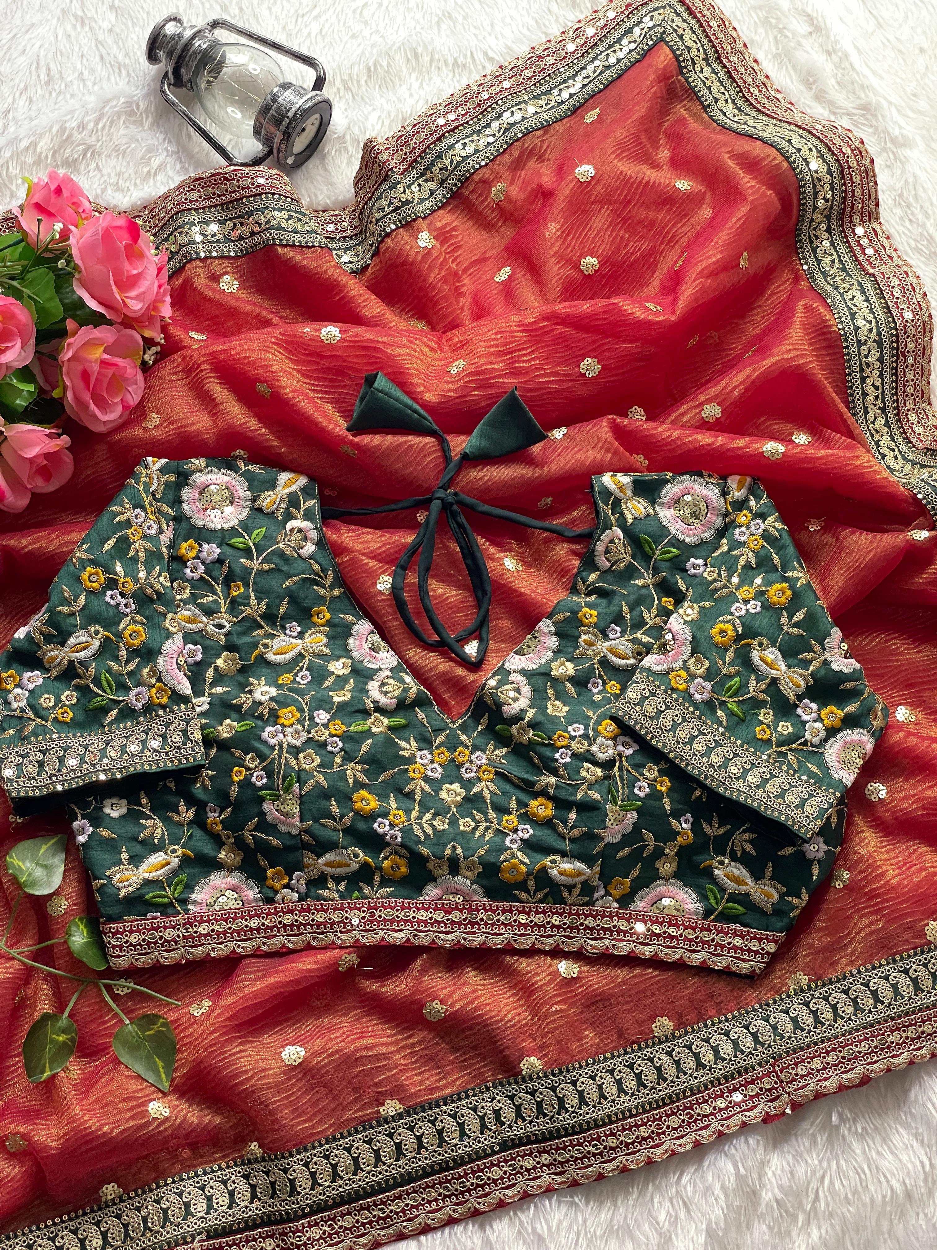 CLOVIRA Maroon Soft Crush Saree