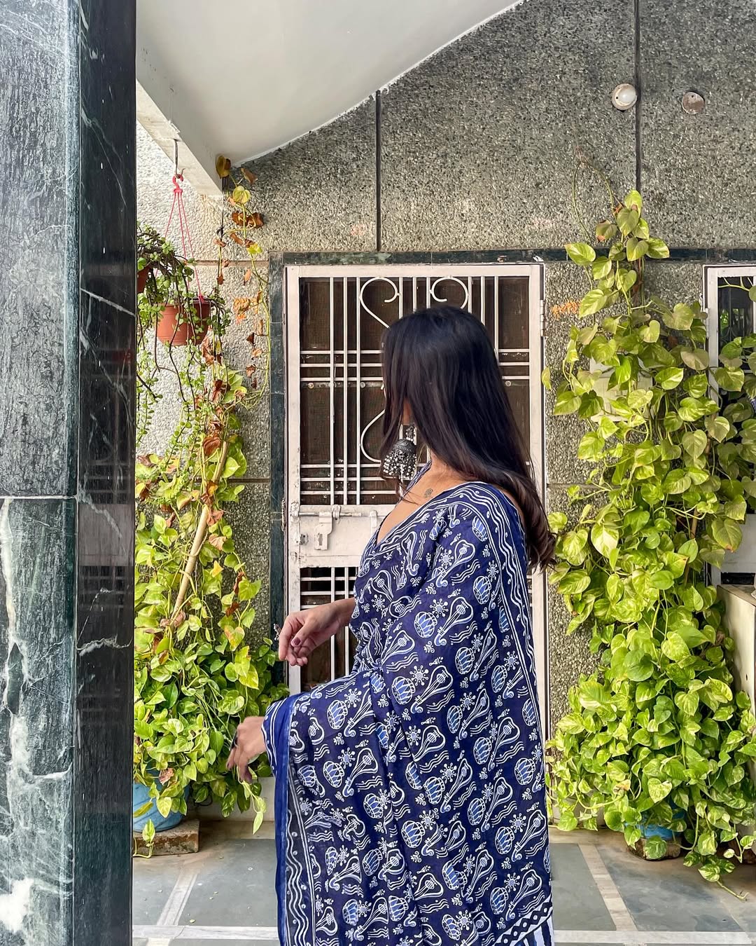 CLOVIRA Blue Pure Soft Cotton Ready-to-Wear Saree