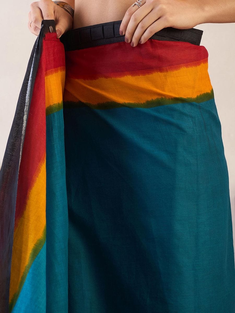 CLOVIRA Pure Soft Mul Cotton Silk Ready-to-Wear Saree with Pocket