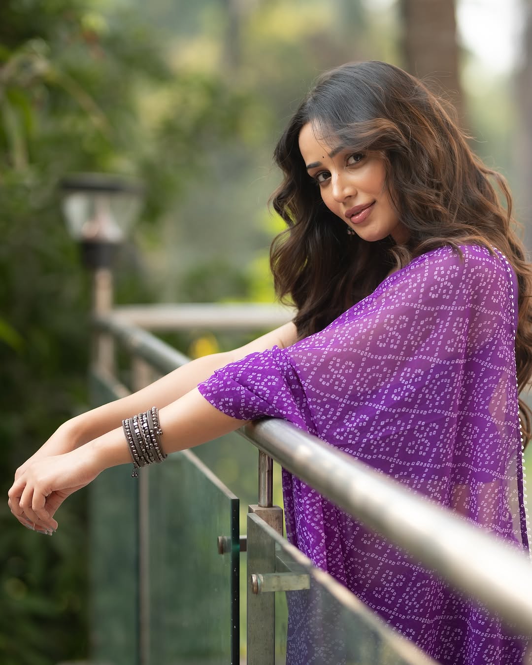 1-Minute Ready-To-Wear Purple Georgette Saree | Printed Design with Blouse Piece