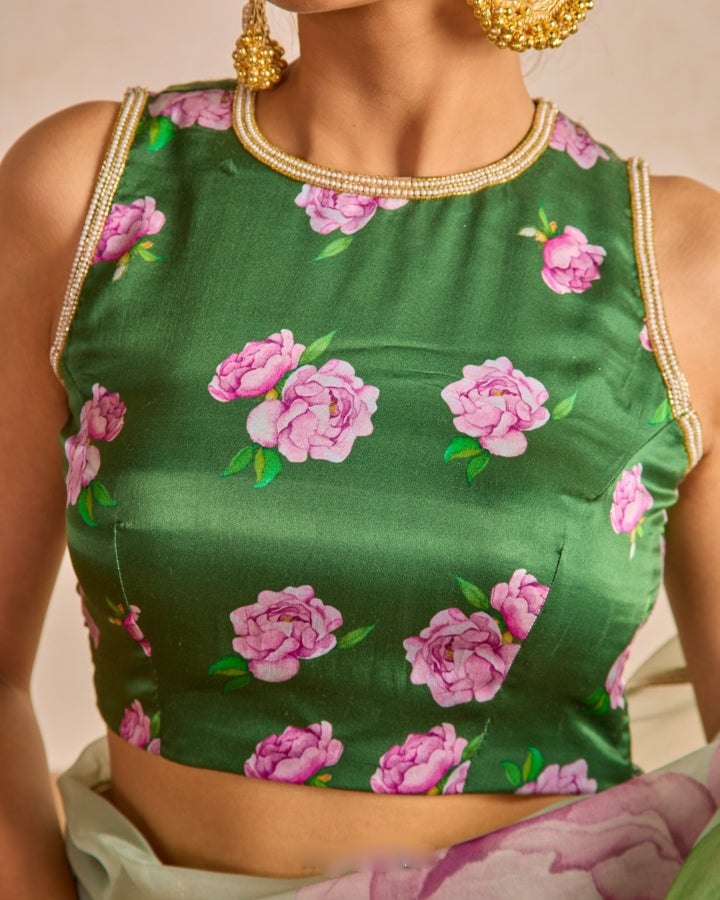 CLOVIRA Tabby Organza Ready-to-Wear Saree with Stitched Blouse | Elegant Designer Party Wear Collection