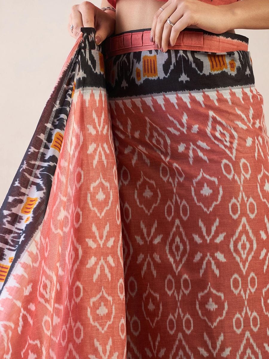 CLOVIRA Pure Soft Mul Cotton Silk Ready-to-Wear Saree with Pocket