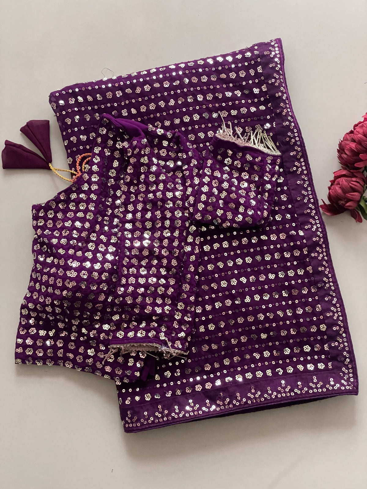 Heavy Faux Georgette Saree with 5MM Sequins & Multy Embroidery Work