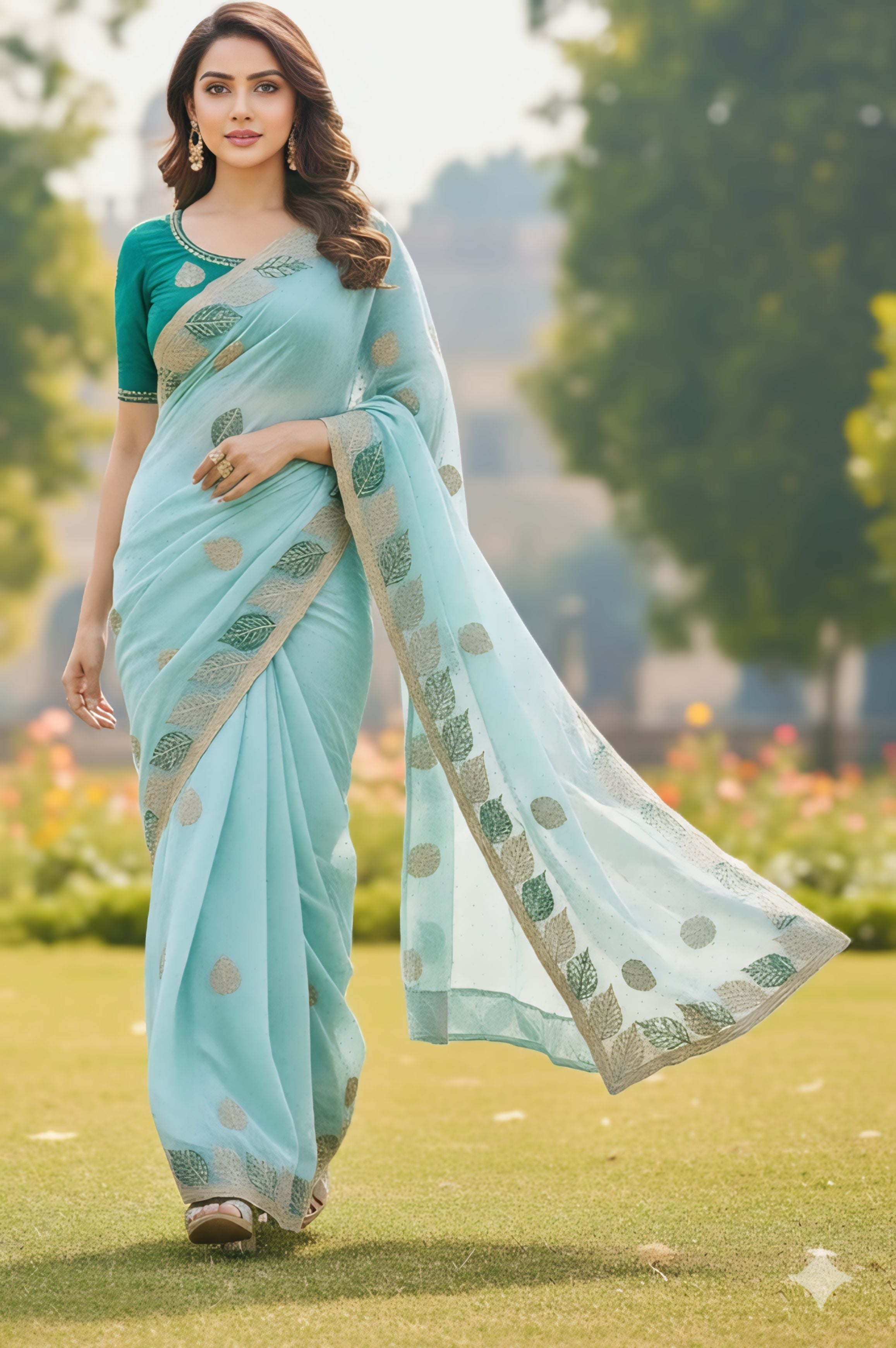 Designer Traditional Party Wear Soft Silk Saree | Embroidery, Sequence, Lace & Stone Work with Stitched Blouse