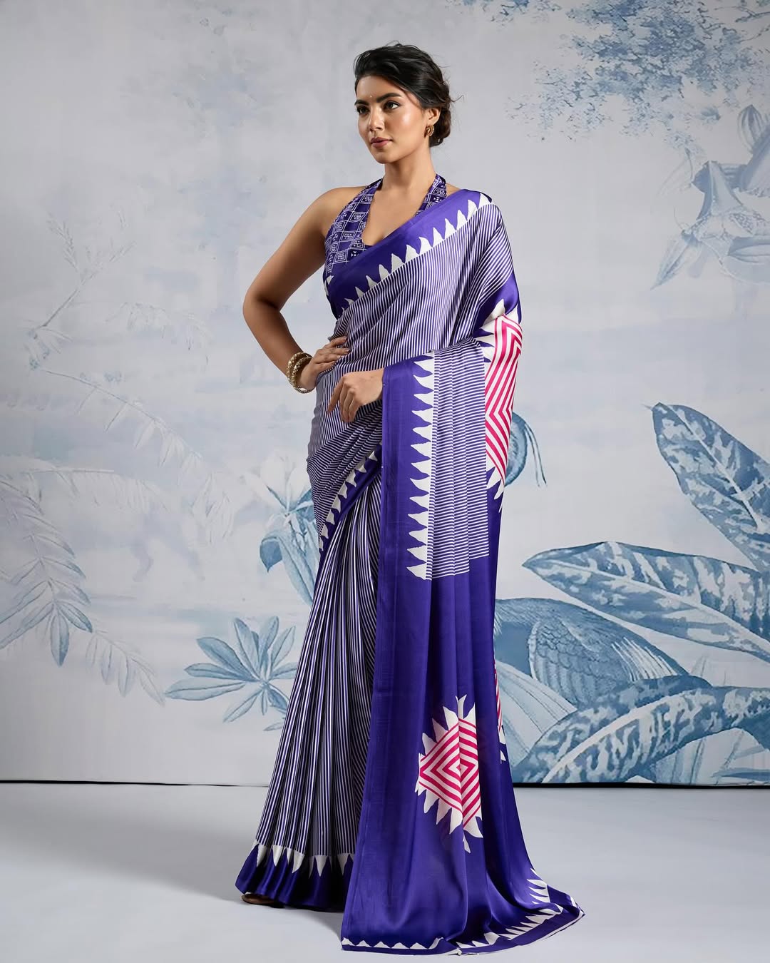 CLOVIRA Pure Soft Crepe Silk Ready-to-Wear Saree