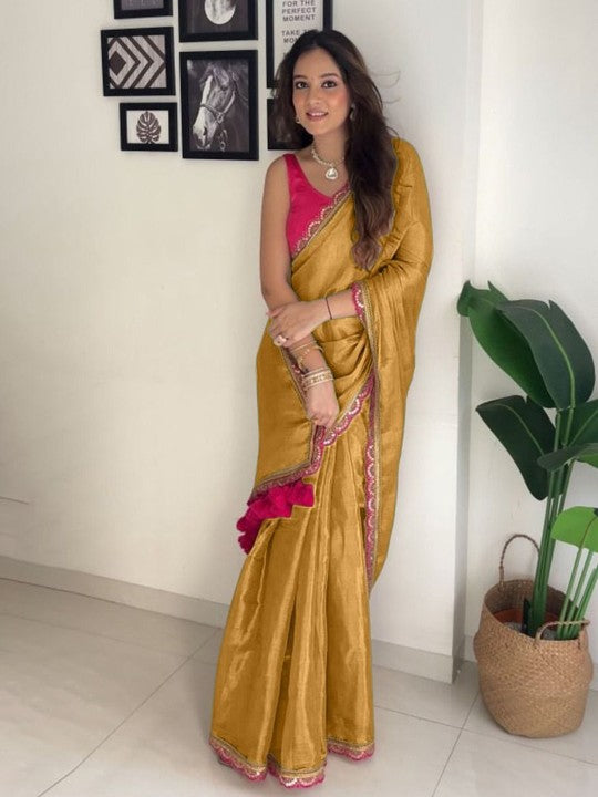 CLOVIRA Tissue Silk Saree
