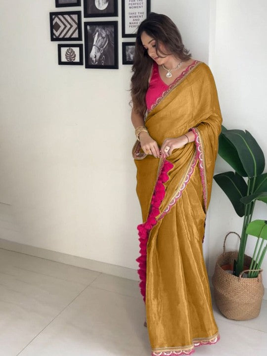 CLOVIRA Tissue Silk Saree
