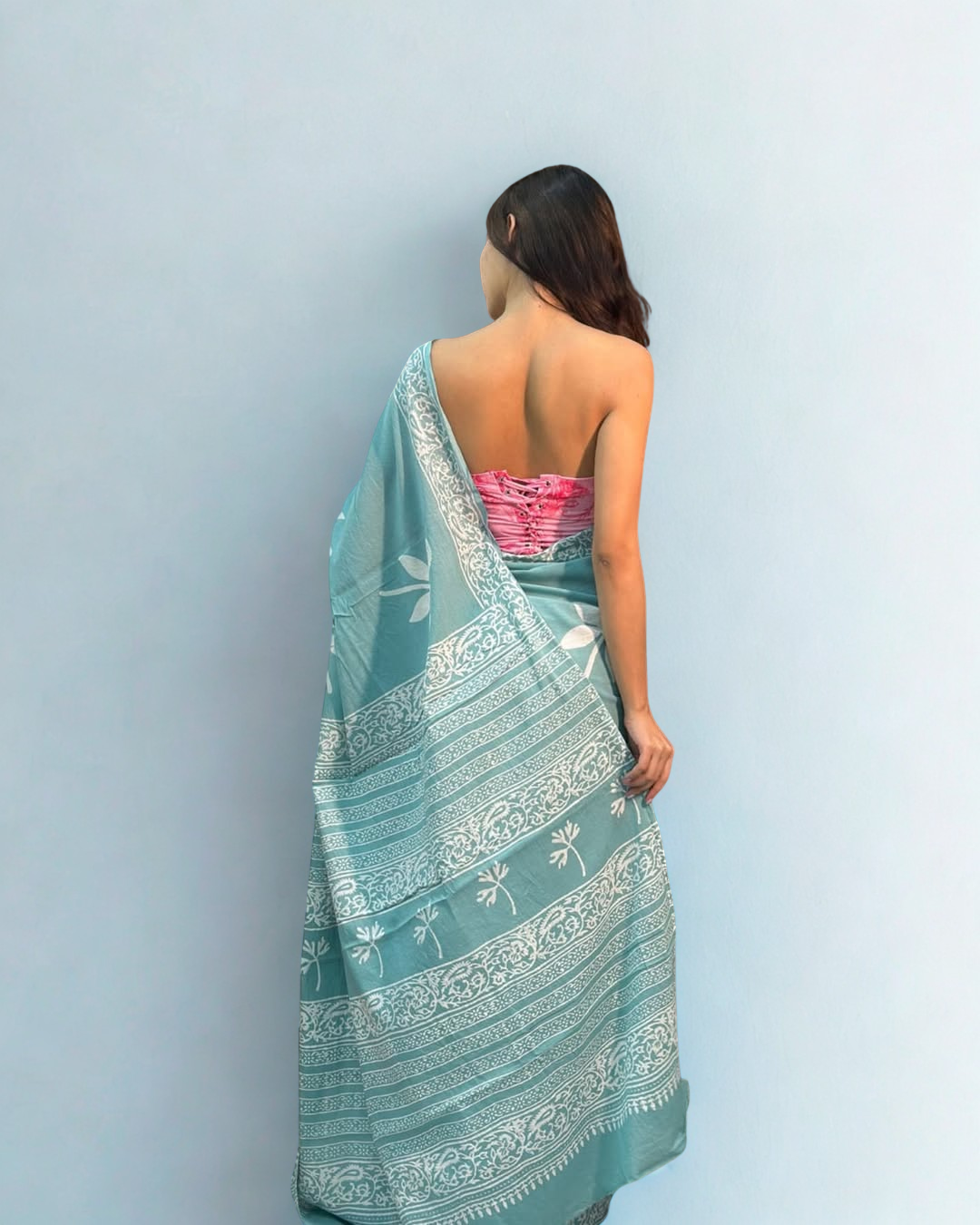 CLOVIRA Pure Soft Mul Cotton Silk Ready-to-Wear Saree with Pocket