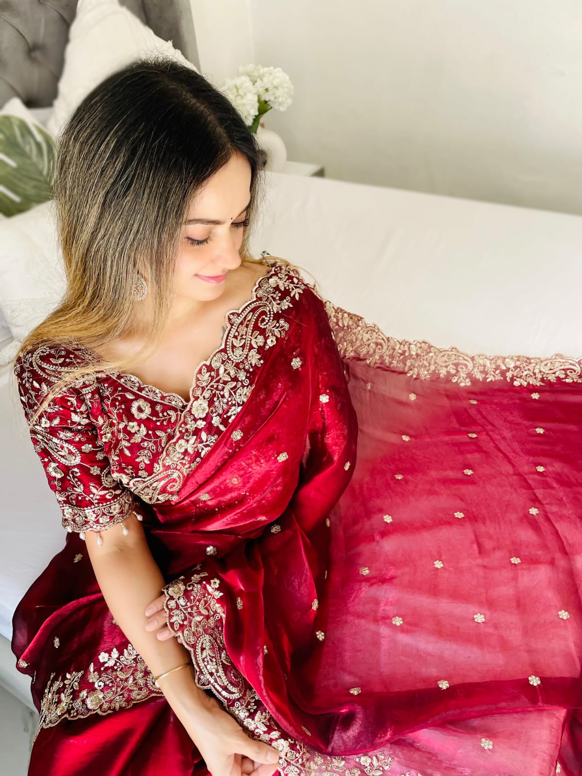 Designer Traditional Party Wear Fendy Silk Saree | Multi & Sequence Embroidery Work | Cutwork Border & Stitched Blouse