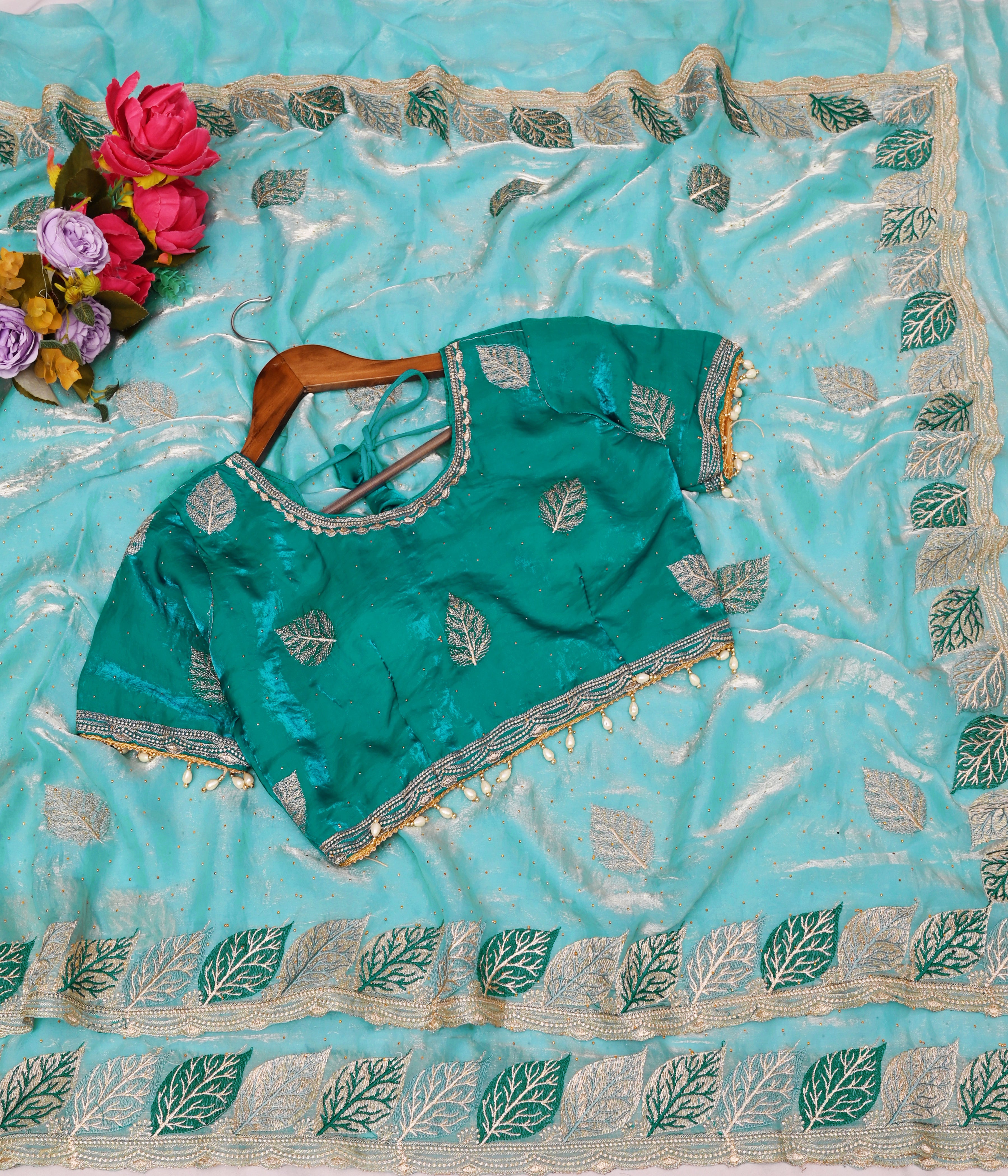 Designer Traditional Party Wear Soft Silk Saree | Embroidery, Sequence, Lace & Stone Work with Stitched Blouse