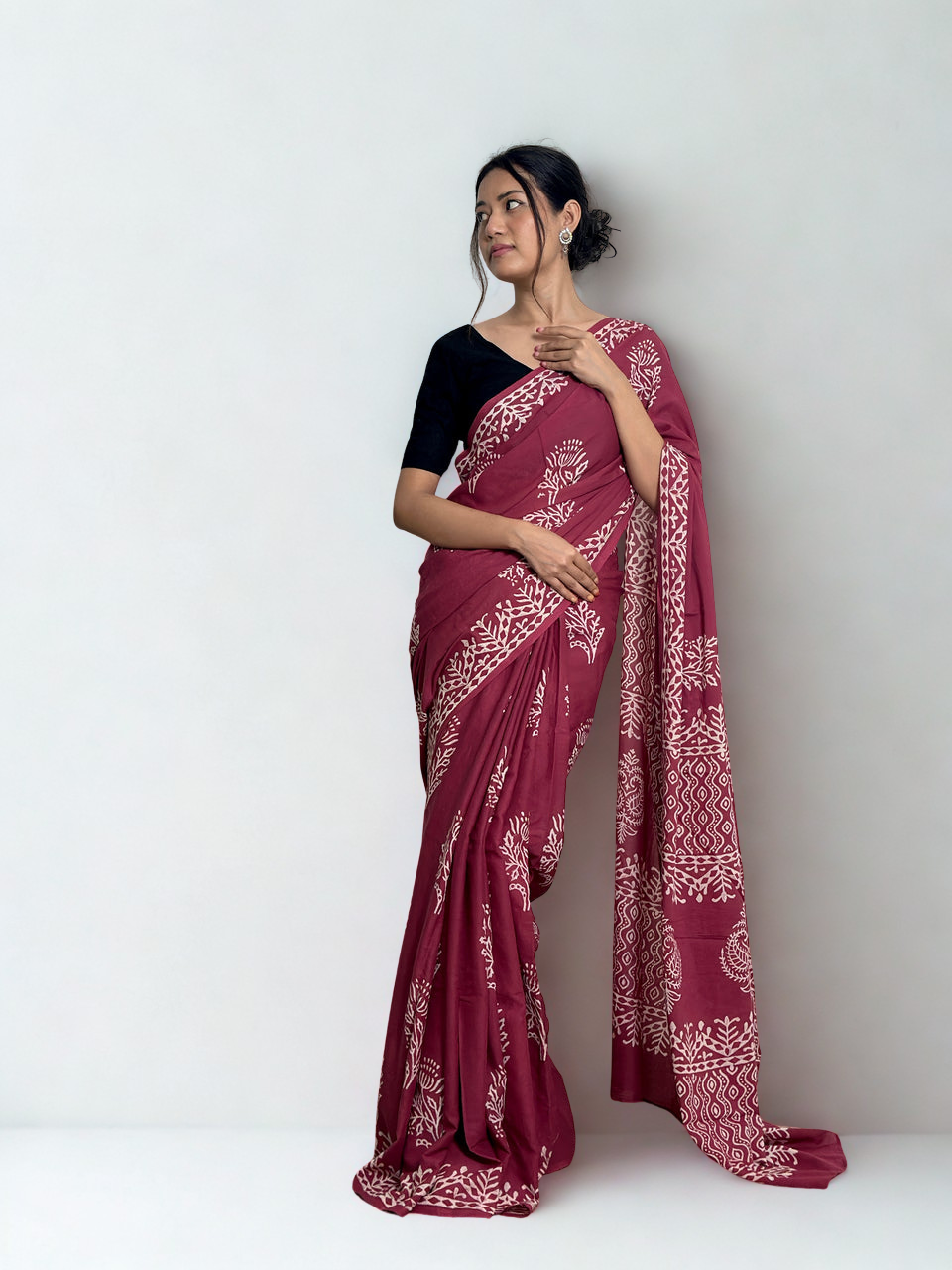CLOVIRA Pure Soft Mul Cotton Silk Ready-to-Wear Saree with Pocket