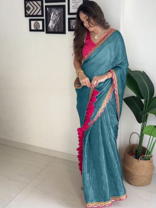 CLOVIRA Tissue Silk Saree