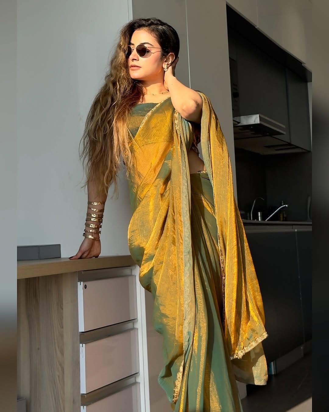 CLOVIRA Radiant Fancy Silk Saree with Stitched Blouse | Elegant Designer Party Wear Collection
