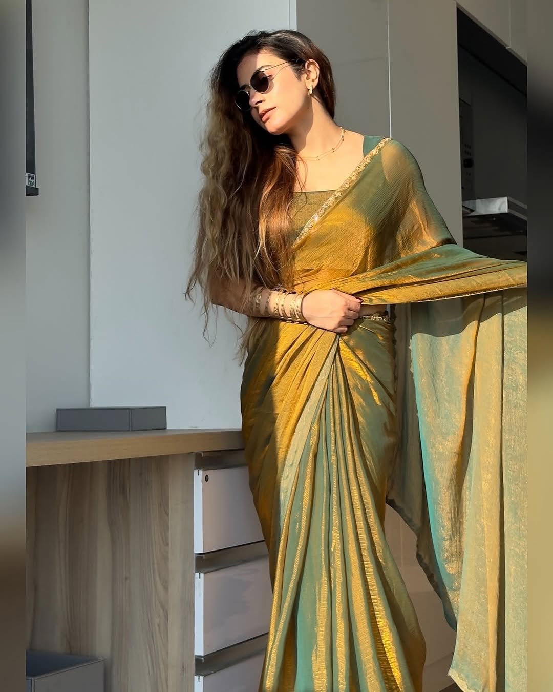 CLOVIRA Radiant Fancy Silk Saree with Stitched Blouse | Elegant Designer Party Wear Collection