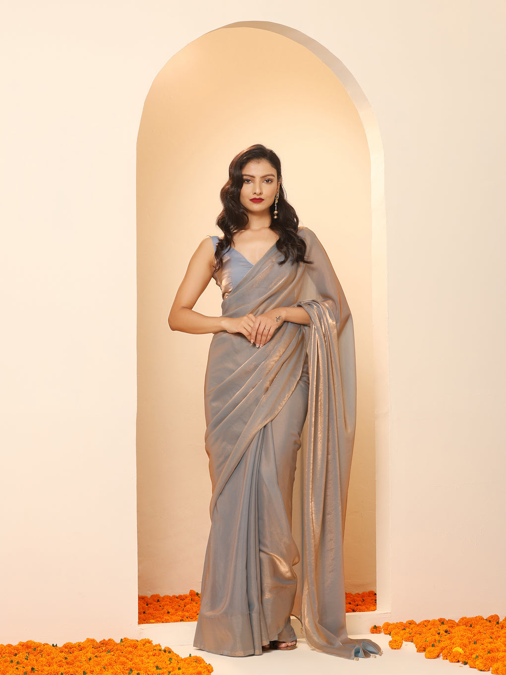 CLOVIRA Fancy Silk Saree with Stitched Blouse | Elegant Designer Party Wear Collection