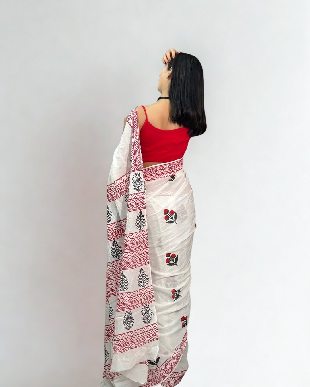 CLOVIRA Pure Soft Mul Cotton Silk Ready-to-Wear Saree with Pocket