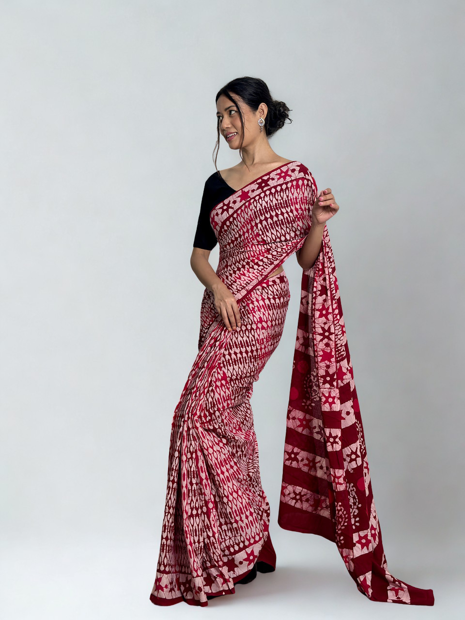 CLOVIRA Pure Soft Mul Cotton Silk Ready-to-Wear Saree with Pocket