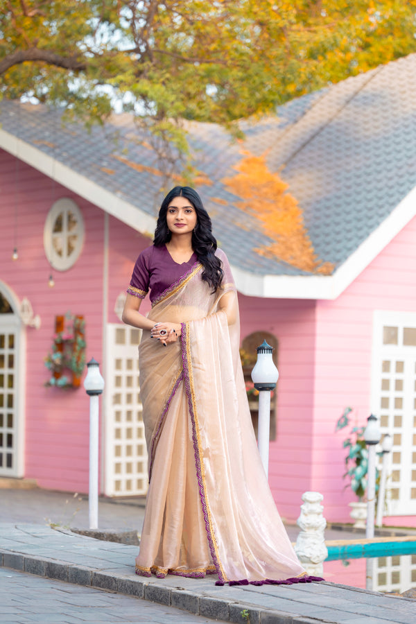 CLOVIRA Tissue Silk Saree