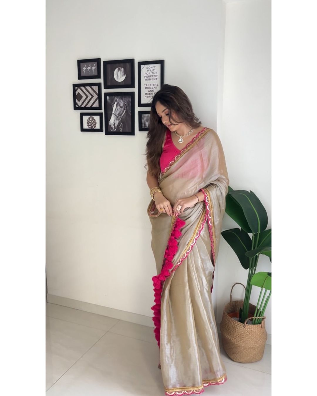 CLOVIRA Tissue Silk Saree