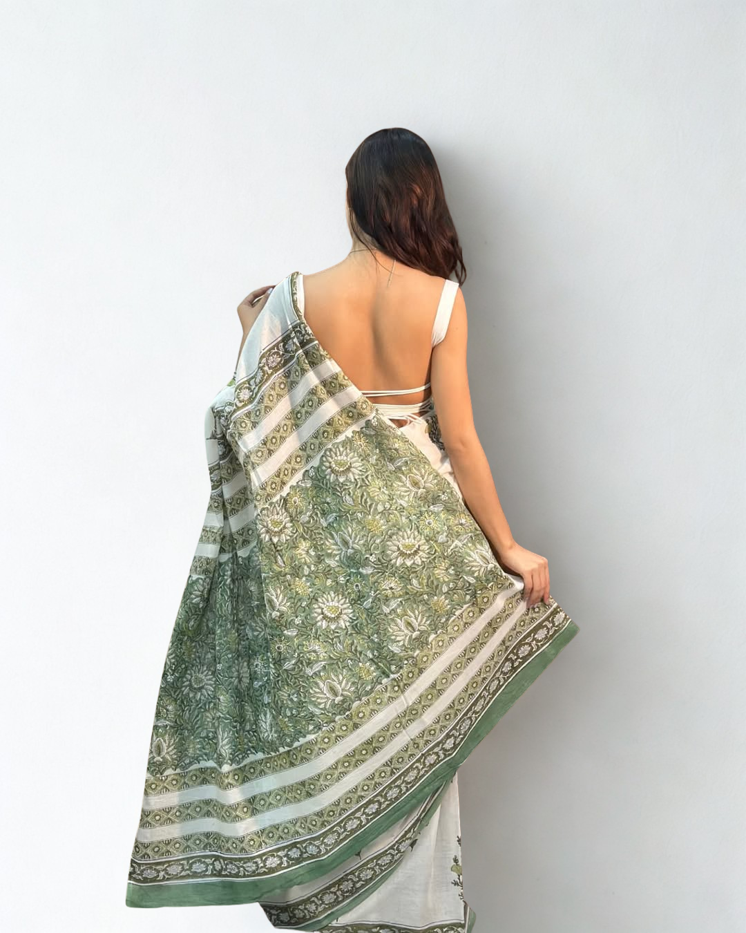 CLOVIRA Pure Soft Mul Cotton Silk Ready-to-Wear Saree with Pocket