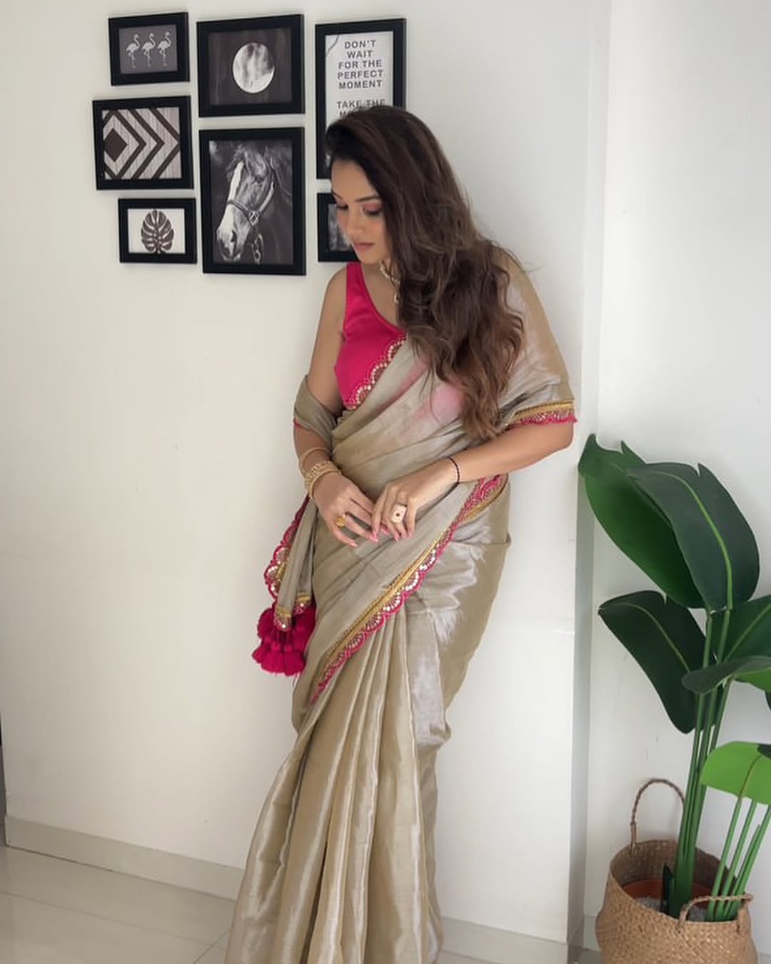 CLOVIRA Tissue Silk Saree