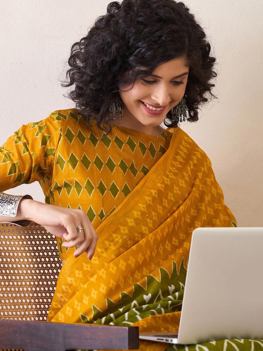 CLOVIRA Pure Soft Mul Cotton Silk Ready-to-Wear Saree with Pocket