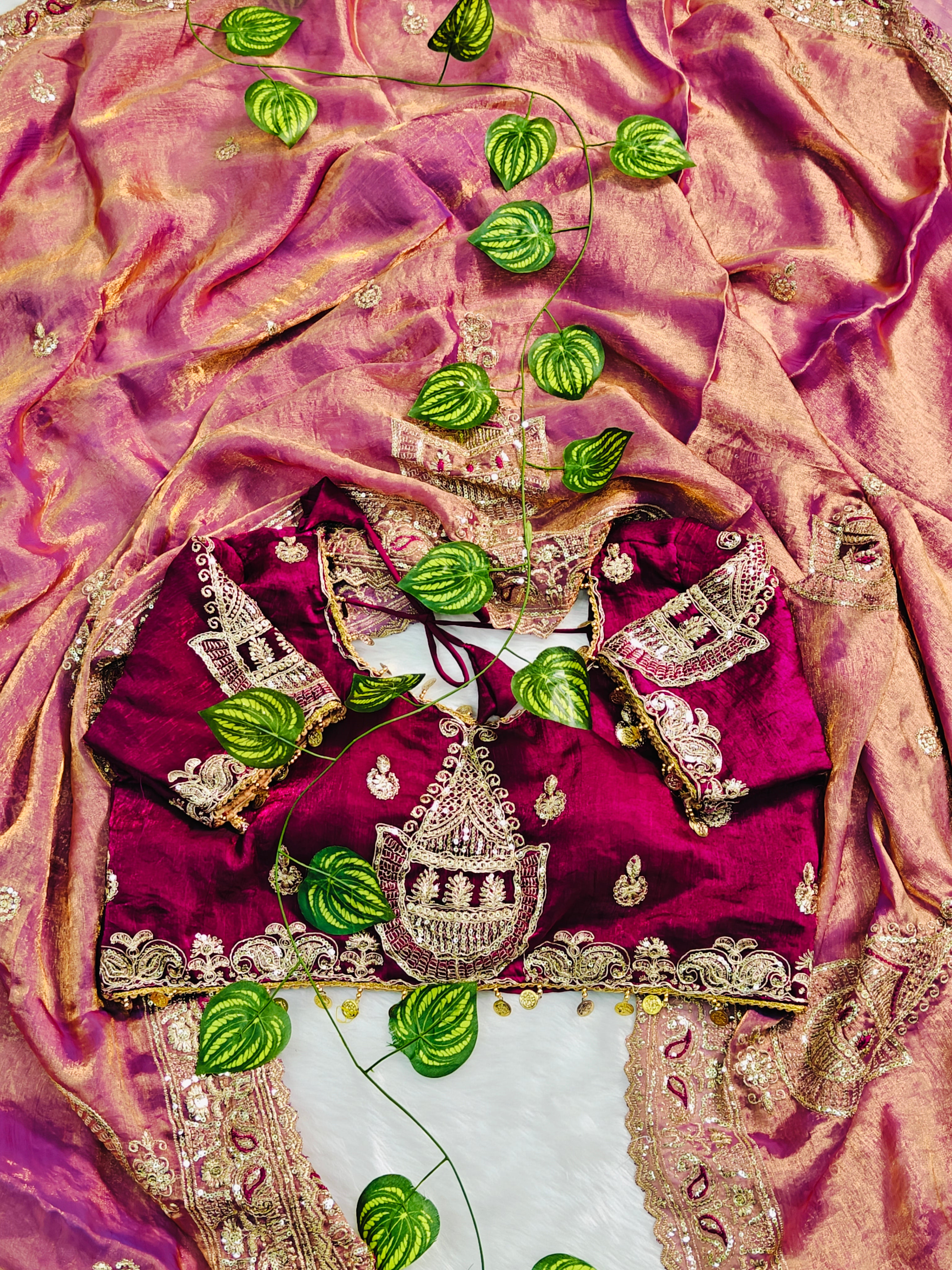 Designer Party Wear Fendy Chiffon Silk Saree with Multi & Sequence Embroidery and Stitched Blouse