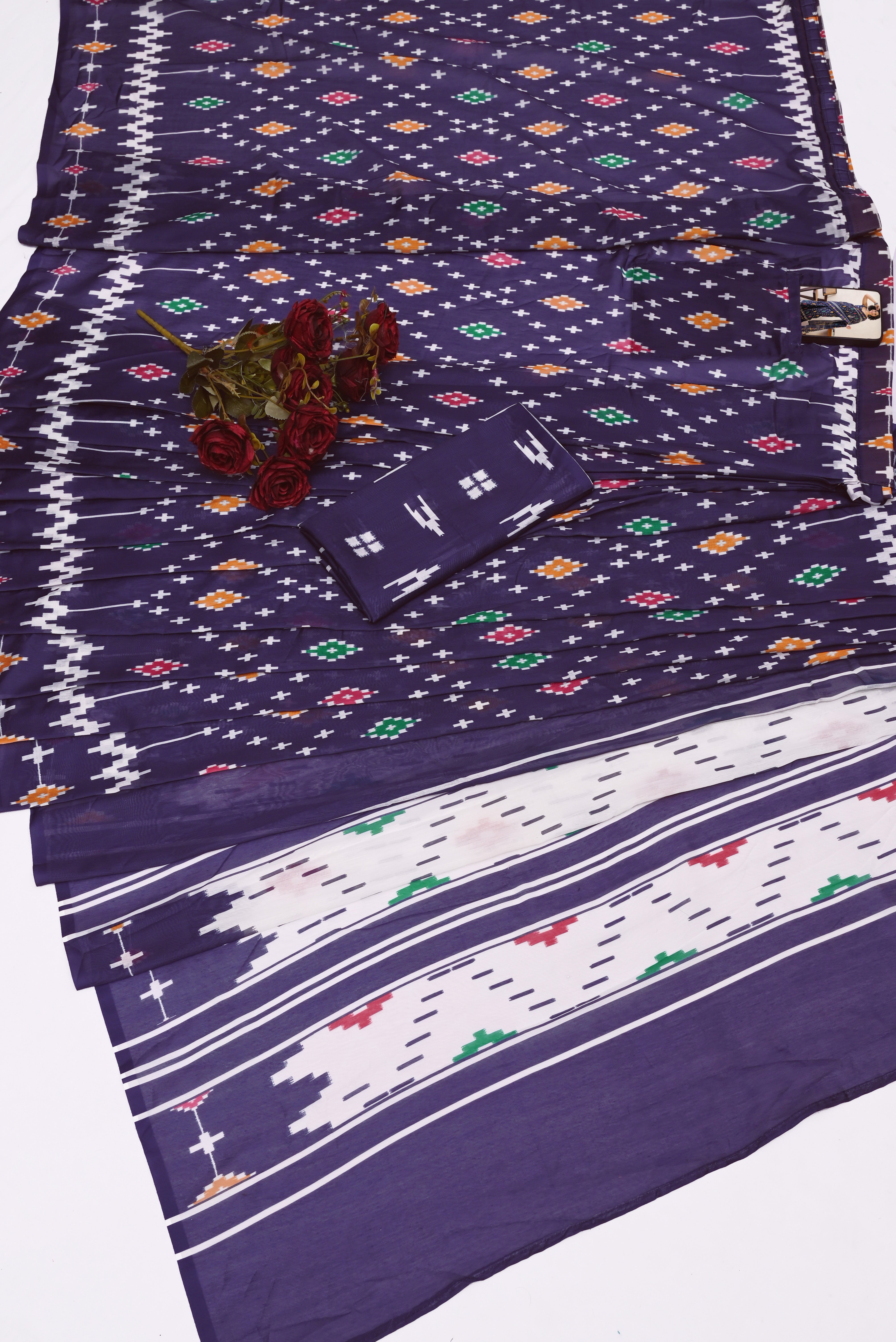 CLOVIRA Pure Soft Mul Cotton Silk Ready-to-Wear Saree with Pocket