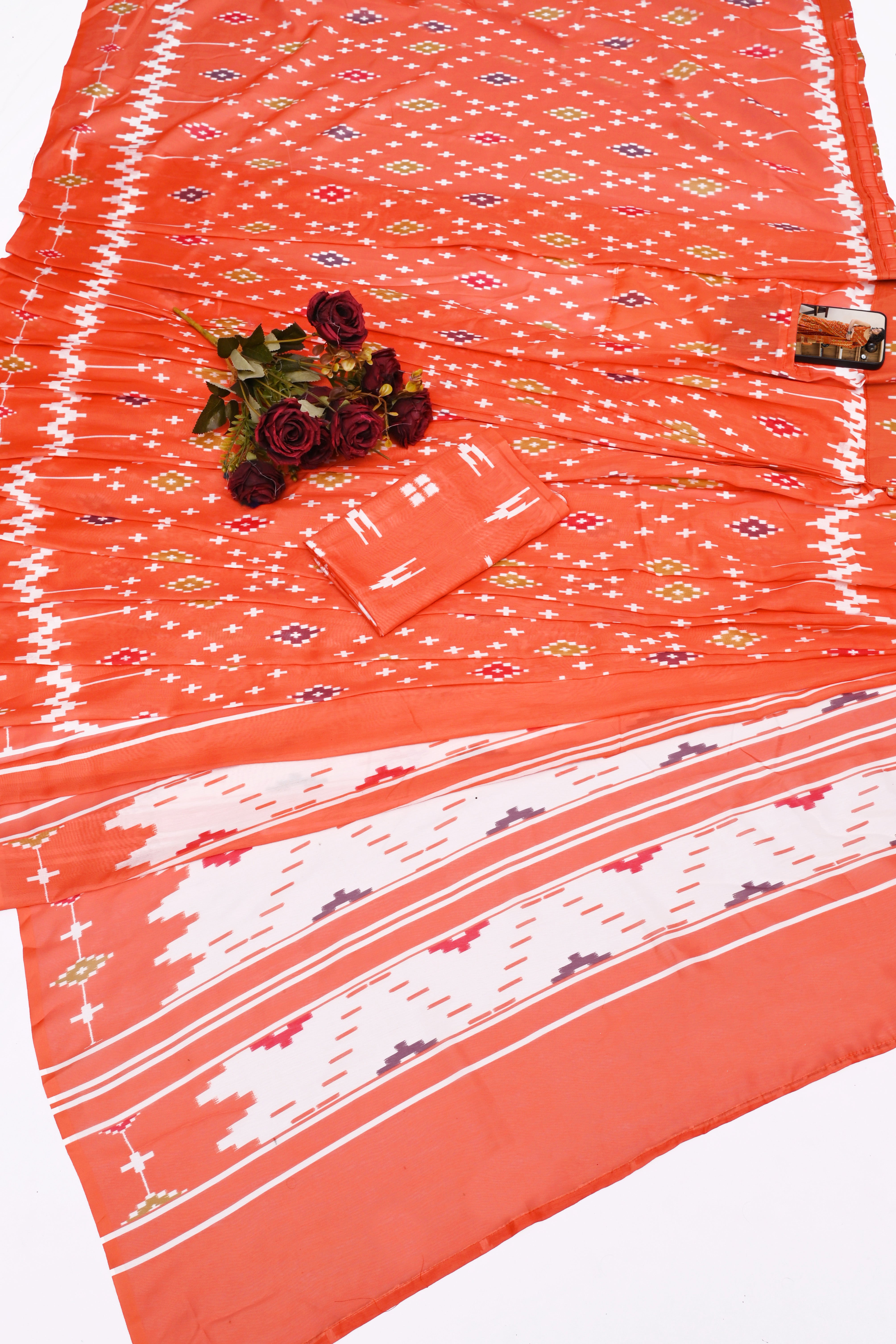 CLOVIRA Pure Soft Mul Cotton Silk Ready-to-Wear Saree with Pocket