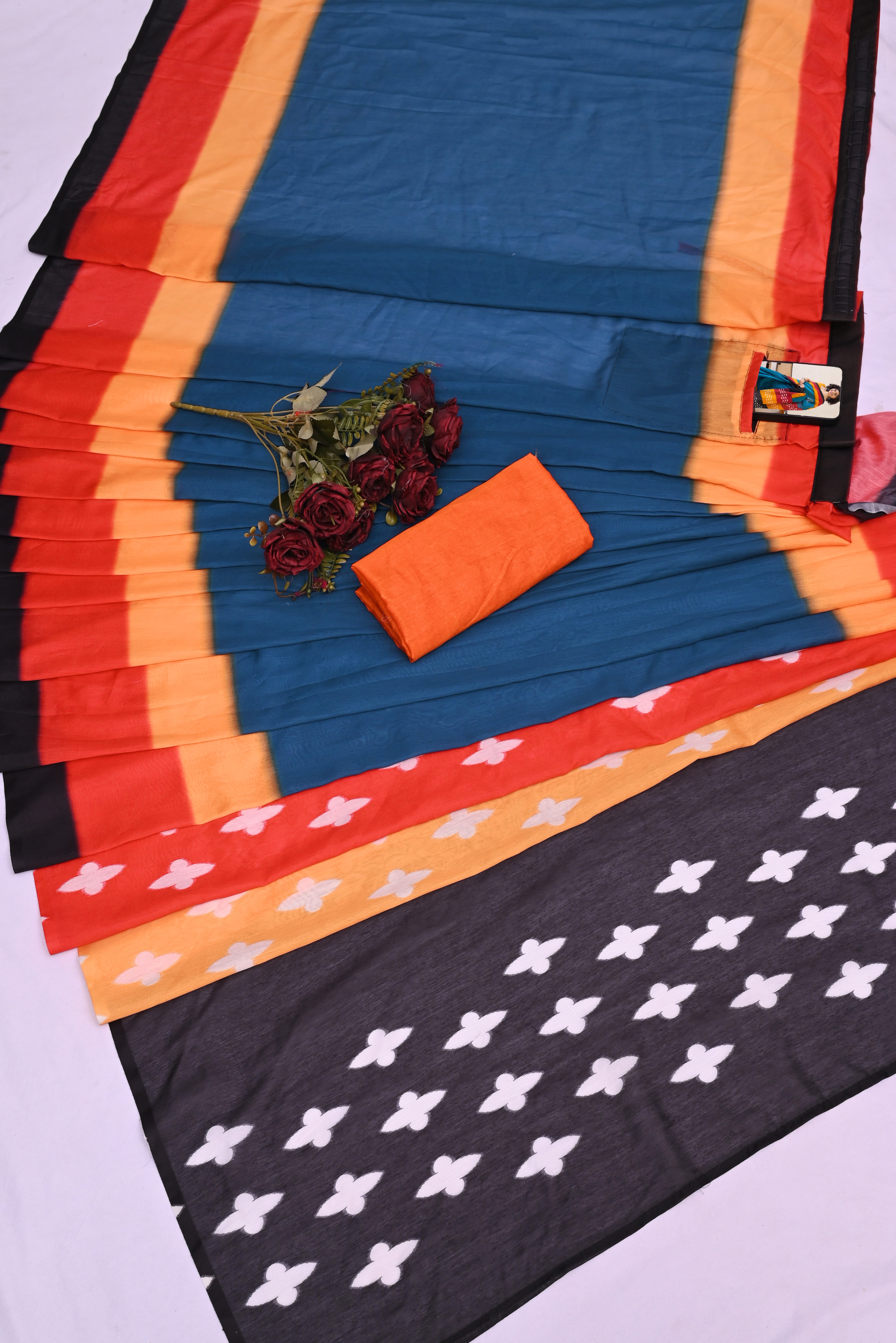 CLOVIRA Pure Soft Mul Cotton Silk Ready-to-Wear Saree with Pocket