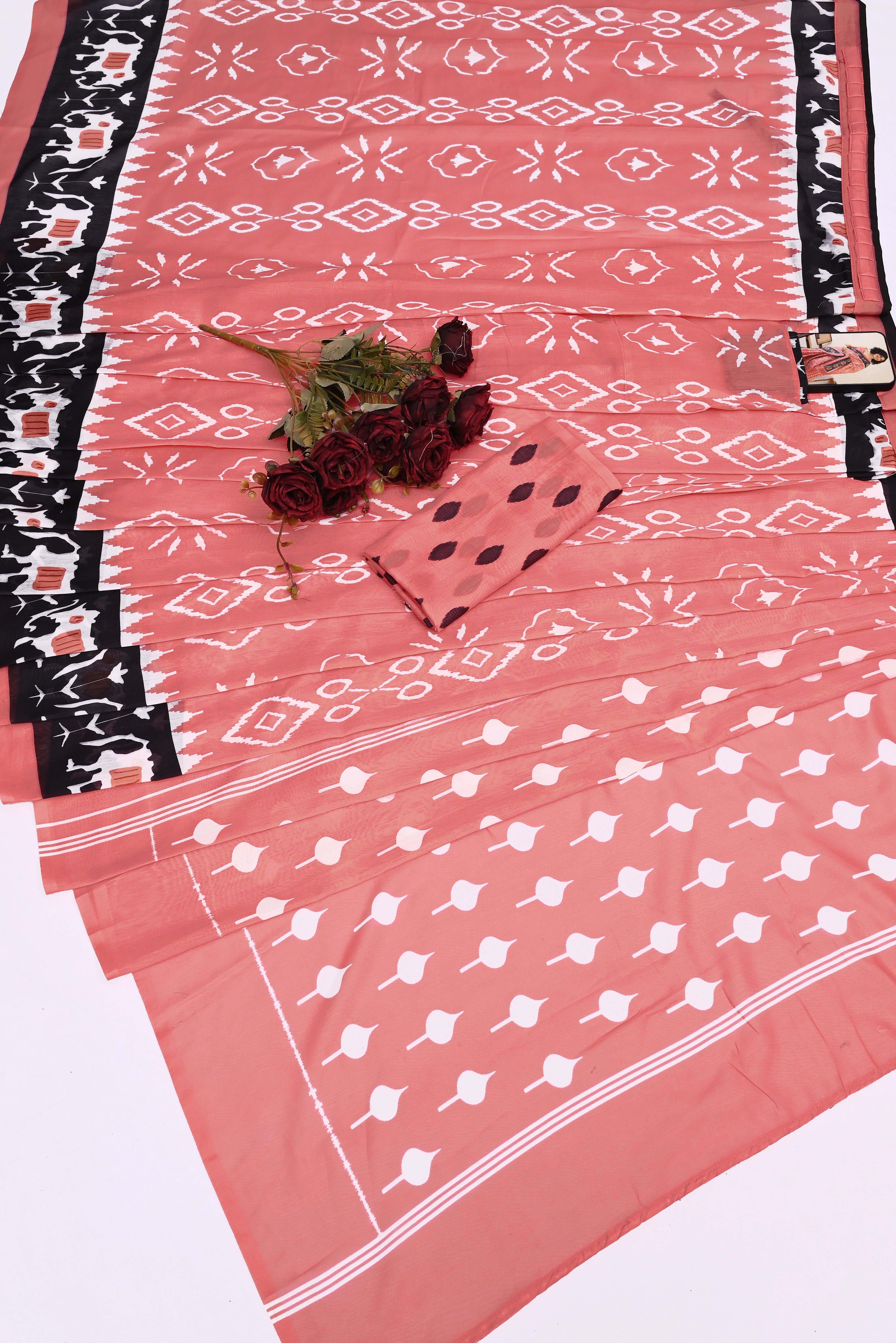 CLOVIRA Pure Soft Mul Cotton Silk Ready-to-Wear Saree with Pocket